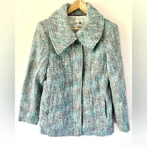Donegal Design Irish Mohair & Wool Blue Multicolor Button Front Jacket‎ Sz Small